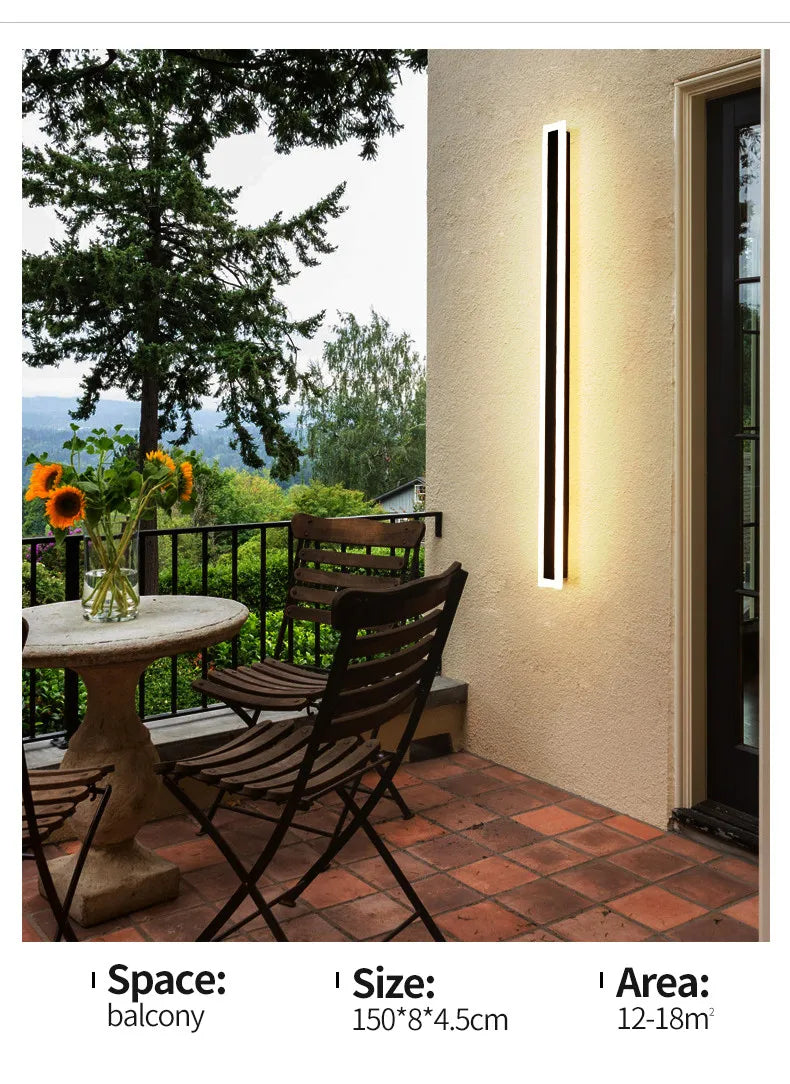 Modern Waterproof outdoor Long Strip LED wall lamps IP65 Aluminum Wall Light Garden porch Sconce Lights 110V 220V wall washer