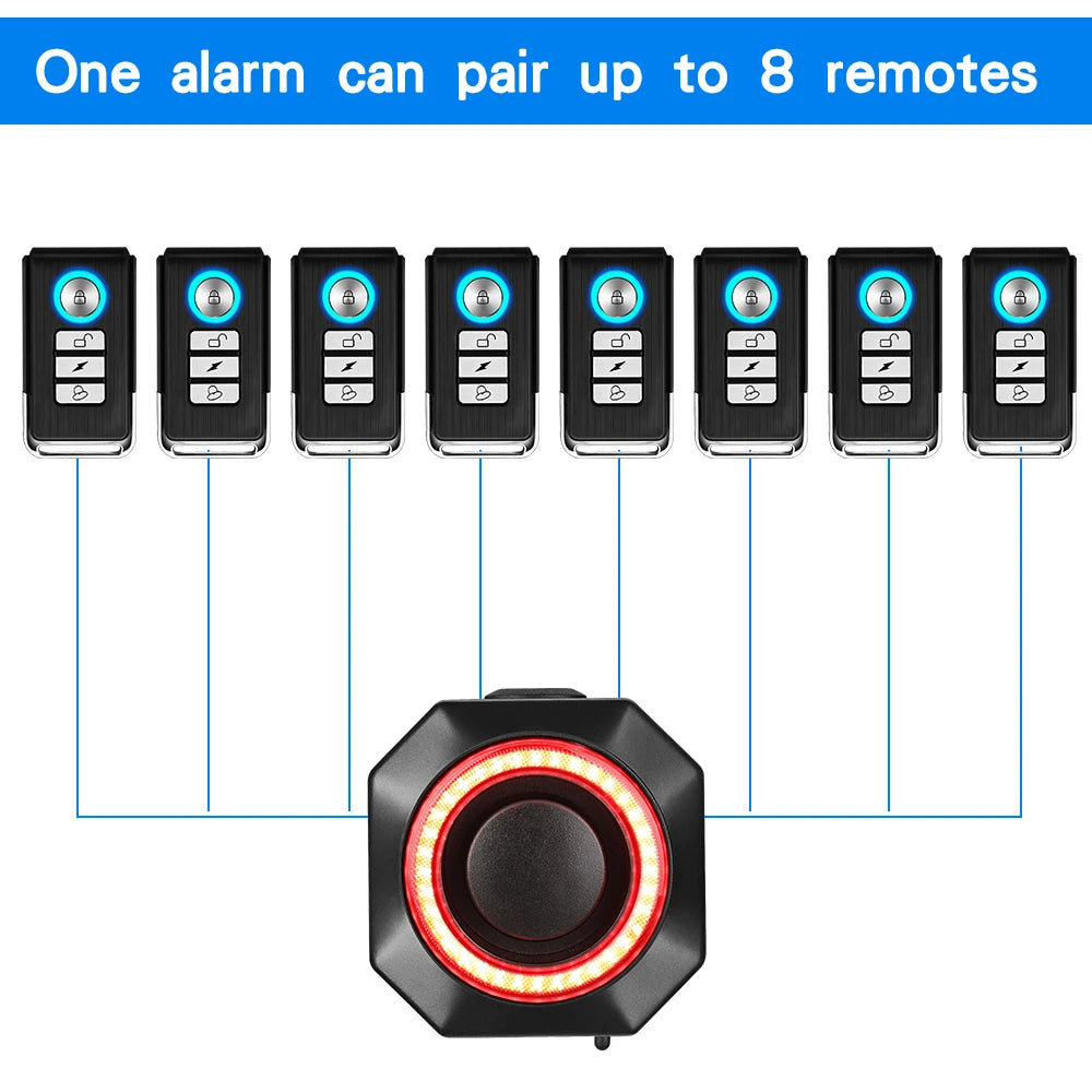 Smart Bike Light Alarm Brake-Sensing Taillight Remote Control Motorcycle Alarm Security Protection 110dB