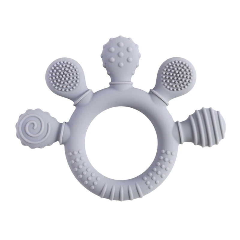 BPA Free Silicone Baby Teether — Sensory Rattle + Hand Bell | 0-12 Months