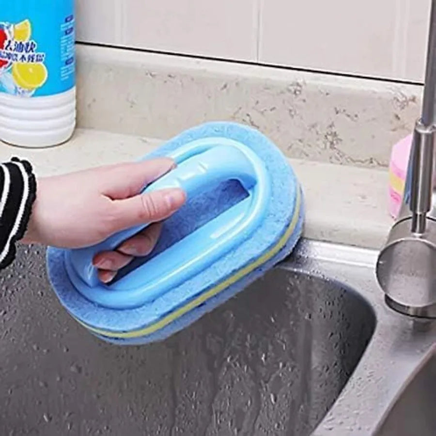 1-Piece Cleaning Brush for Bathroom Kitchen Bathtub Toilet Cleaner All Purpose Shower Sponge Scrubbing Brush with Ergonomic Han