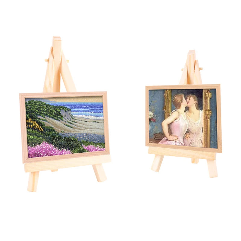 5 pcs Mini Wooden Easel for Mobile Phone Holders,Folding Desktop Display,Triangle Bracket,Drawing Board,Art Supplies