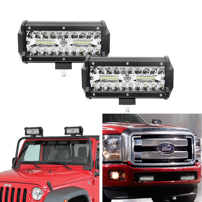 Barra LED Off Road 120W Combo | IP68+ | 6500K | 12V/24V | Camión, Tractor, Barco, SUV y ATV 4x4