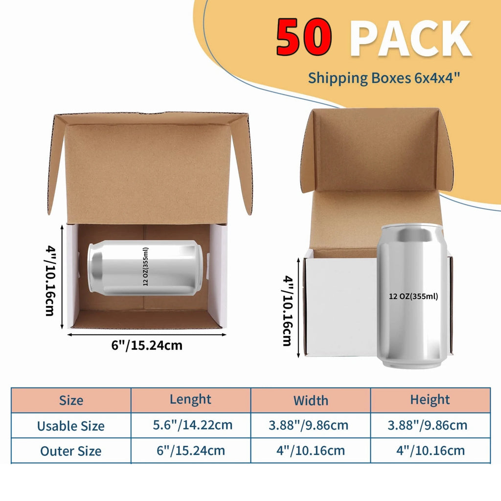 6x4x4 Shipping Boxes Set of 50,White Corrugated Cardboard Box for Mailing Packing Gifts Small Business