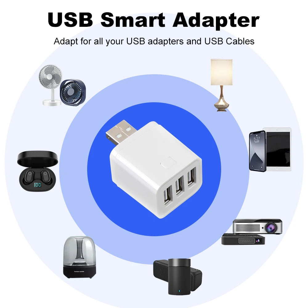 Work With Tuya WiFi/Zigbee Smart Micro 1 2 3 USB Adaptor Switch 5V Mini USB Power Adaptor Plug for Alexa Google Yandex Alice