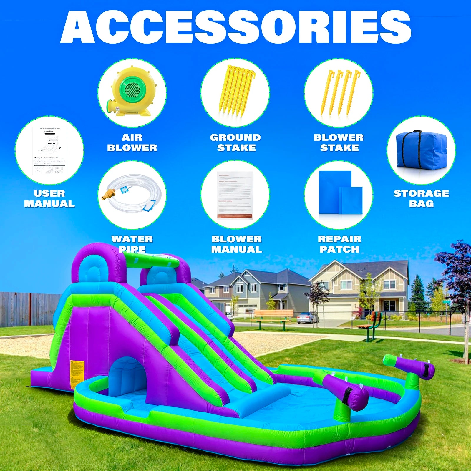 Tobogán Inflable Comercial con Piscina | Grado Comercial | Niños y Adultos 🌊 - Firu Total Sales