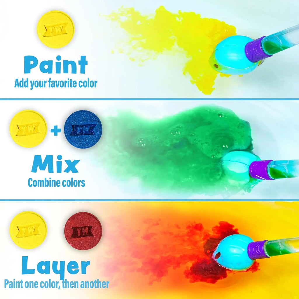 Kids Bath Bomb Set with Color Brush | Nontoxic, Fragrance-Free | Fizzing Colors for Fun Bathtub Play