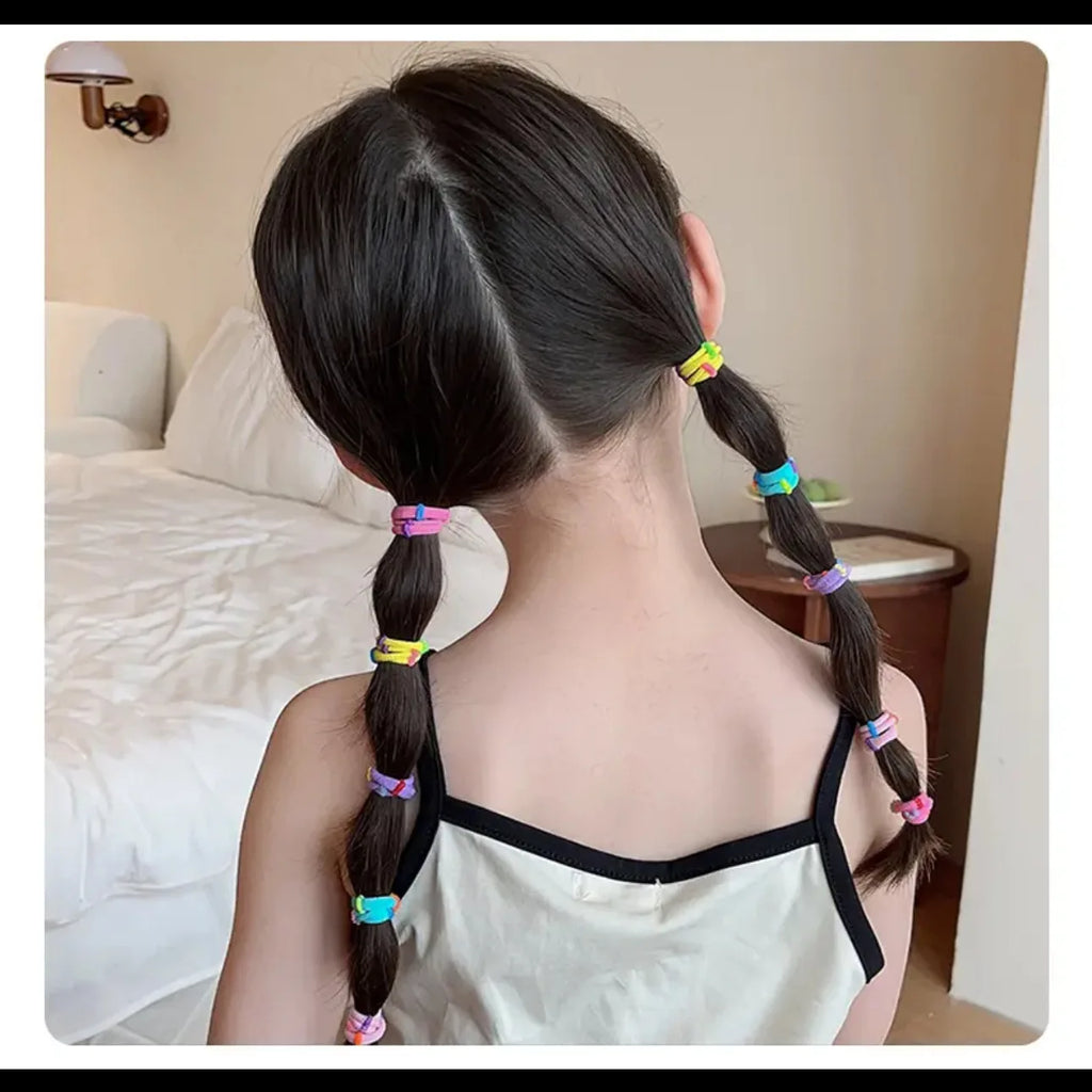 50 Pieces of Colorful Elastic Headband Set Bamboo Style Children's Hair Rope Simple Style Ponytail Suitable For Women And Girls