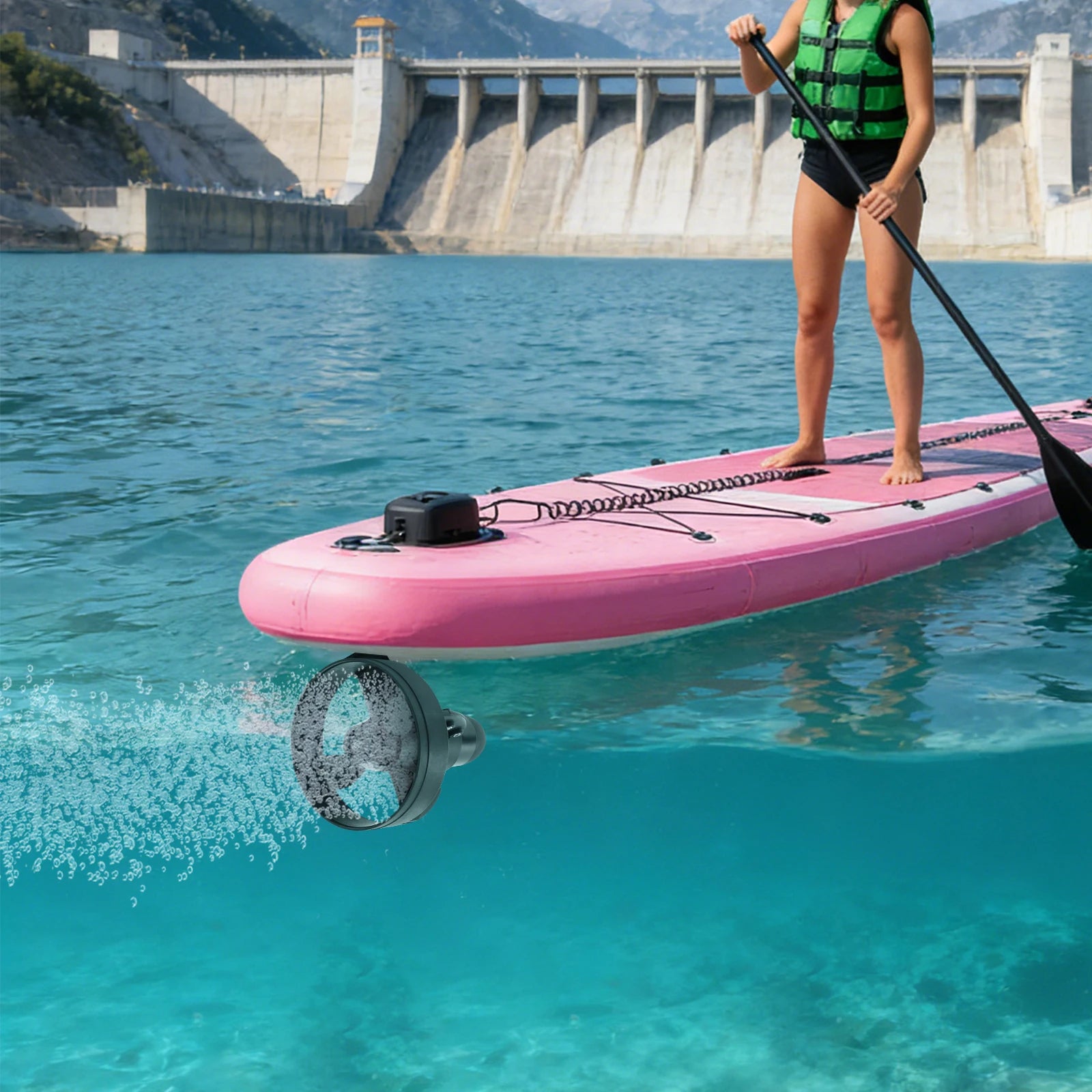 440lbs Thrust Electric Motor, 12v 288w Underwater Thruster with Propeller and Storage Bag for SUP and Paddle Board