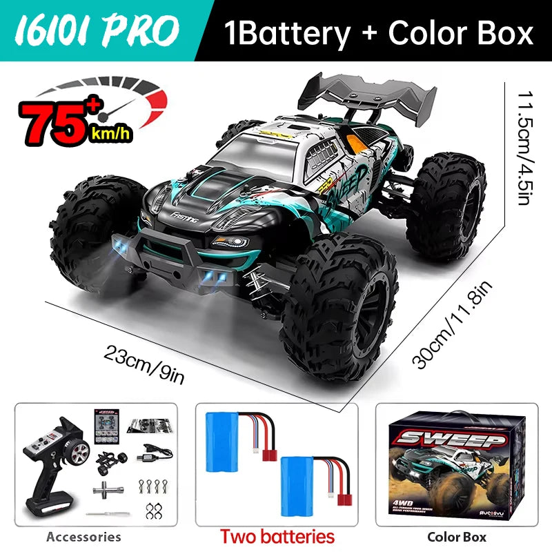 WLtoys 16101 Pro Carro RC 1:16 | 75KM/H | 4WD | Motor Brushless | LED | 2.4G | Drift Monster Truck | Regalo Niños