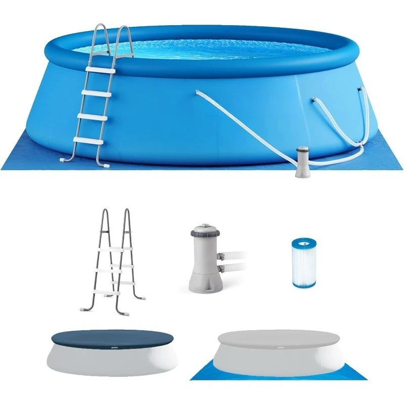 28167EH Easy Set Inflatable Swimming Pool Set: 15ft X 48in Includes 1000 GPH Cartridge Filter Pump Removable Ladder