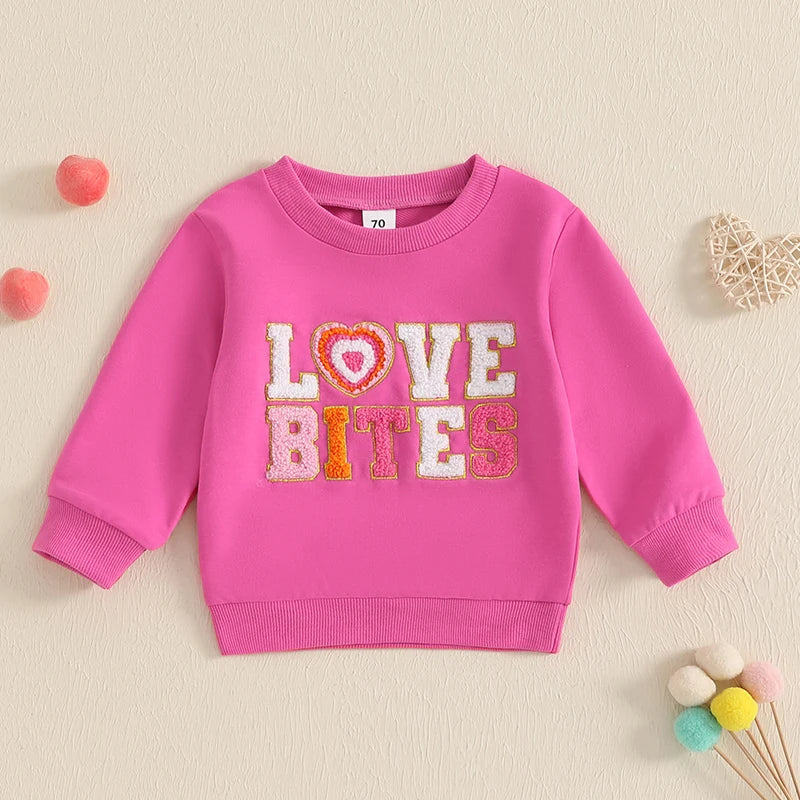 Sudadera Niña Rosa - Bordado de Letras Manga Larga - Firu Total Sales