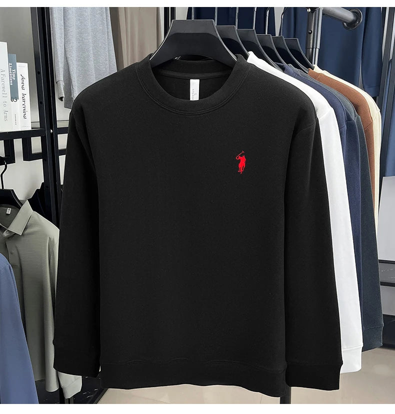 Sudadera de Lujo Manga Larga con Bordado de Pony | Casual Cuello Redondo Hombre 👔