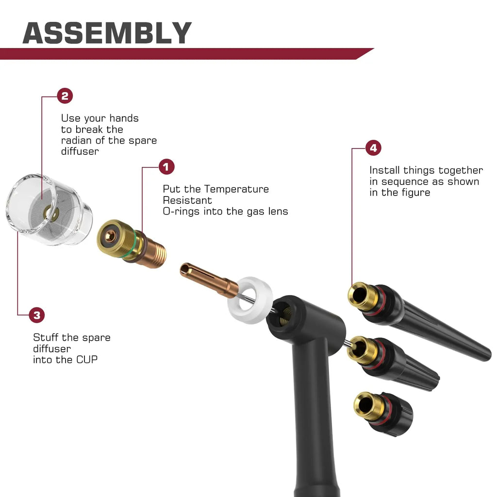 ARCCAPTAIN TIG Welding Torch Accessories Kit  Alumina Nozzle Collets Body Stubby Gas Lens #10 Glass Cup Consumables Kit