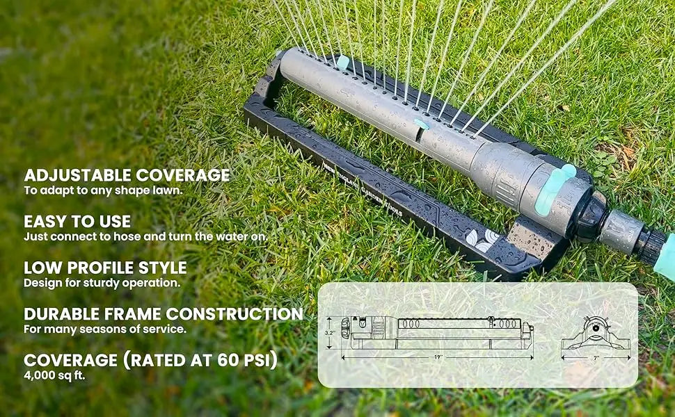 Water Sprinkler 100003 Adjustable Pattern to Cover 4,000 sq.ft. by New England Garden Tools