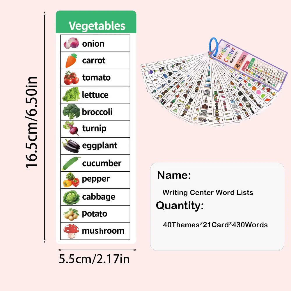 40 Themes Word Cards Puzzle Educational Toy Word Flashcards English Student Learning Cards Teacher Teaching Aids Word Cards
