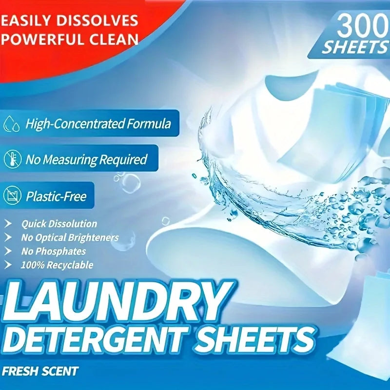 50Pcs Hypoallergenic Laundry Strips, Liquid-Free Biodegradable Powerful Decontamination Fresh Scent Cleaning Tablets