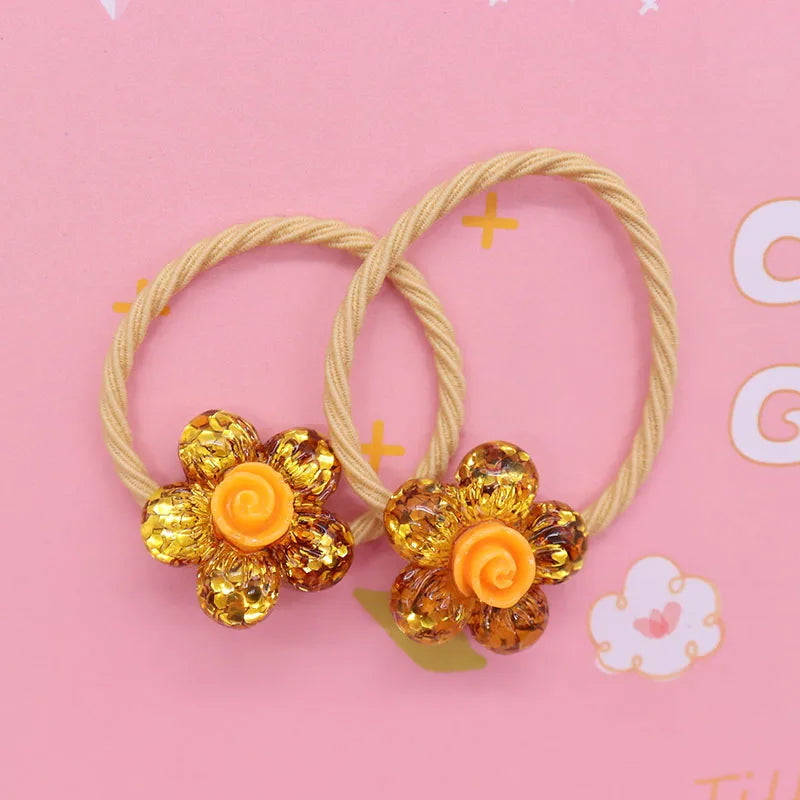 2Pcs/Set Halloween Gift Resin Strawberry Hair Accessories Colorful Hair Ties Children's Rubber Bands Kid Headband Scrunchies