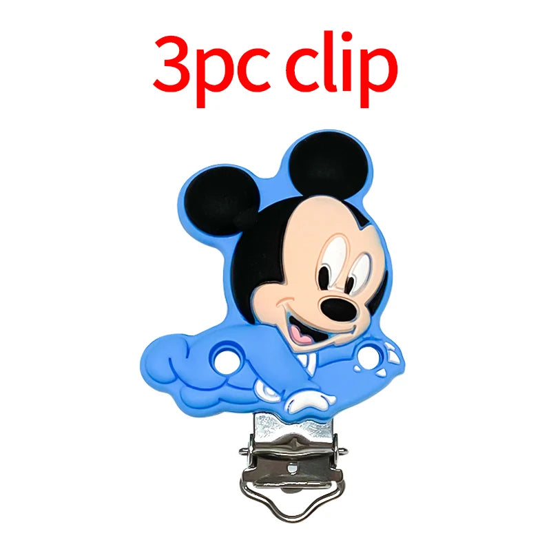 1/3/10pcs Silicone Mickey Teething Beads Food Grade Cartoon Shape Baby Teethers Toys DIY Pacifier Clips Chain Accessories