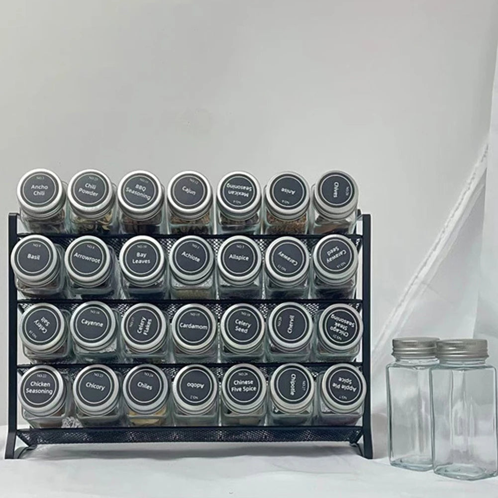 4 Tier Spice Jar Rack Wall Mounted Herb Container Holder Carbon Steel Spice Seasoning Organizer for Small Can Storage