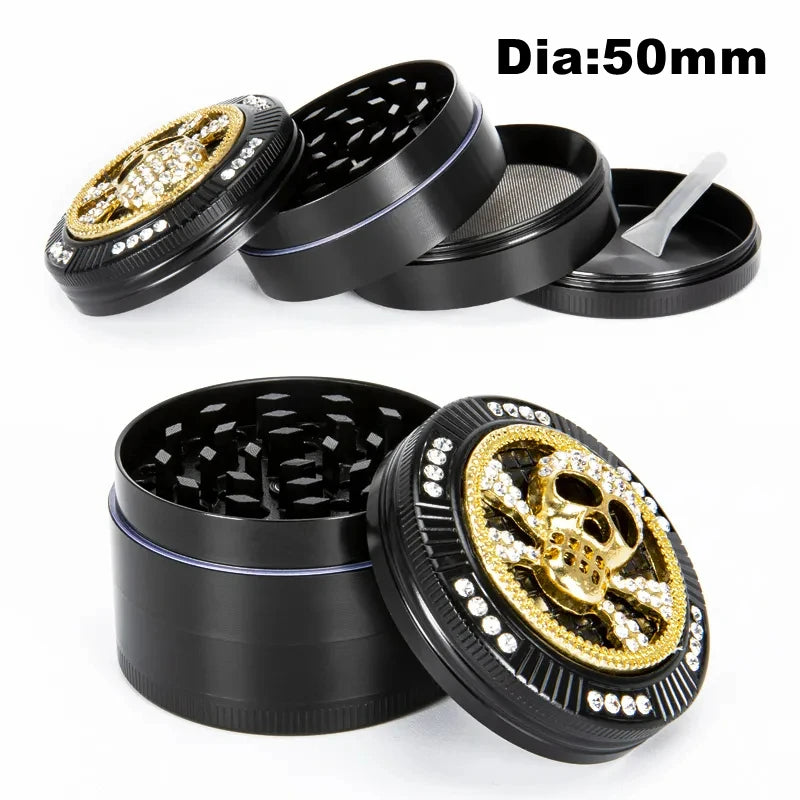 40mm/50mm /62mm 4 Layers Herbal Grinder Pepper Pot Spice Tobacco Mill Aluminum Alloy Dry Herb Crusher Smoking Cigarette Tools