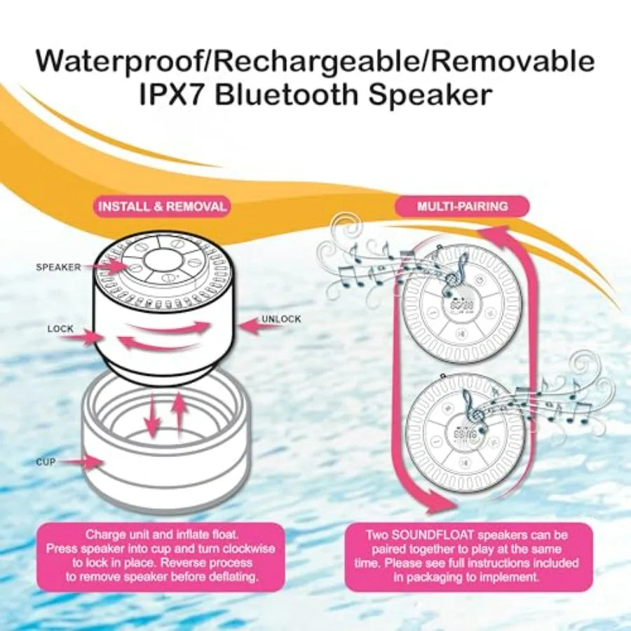 Inflatable Pool Lounger with Bluetooth IPX7 Waterproof Speaker Cup Holder for Adults Premium Floating Pool Chair for Pool Parti