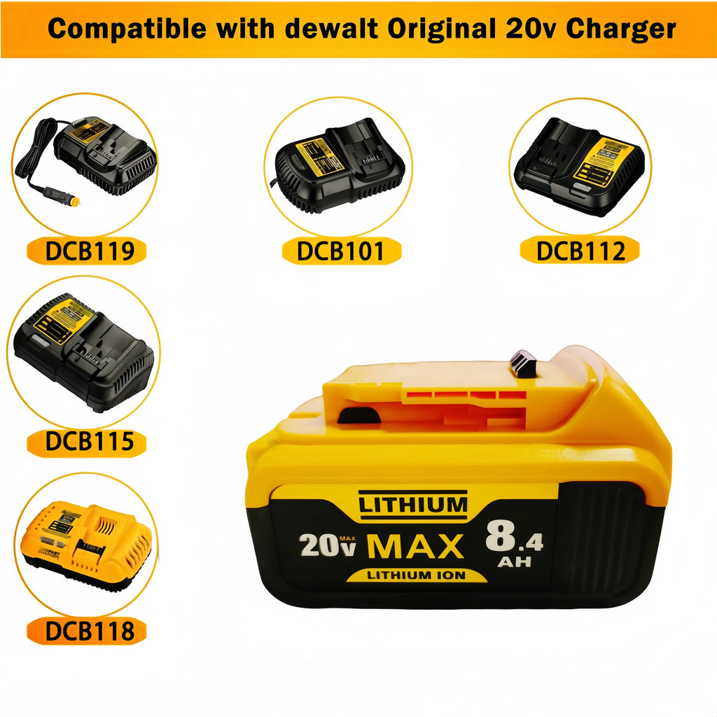 For Dewalt 20V 8.4Ah Battery Pin DCB205 Hand Drill Electric Tool 18650 Lithium Battery Power Battery DCB206-2 DCB205-2 DCB205