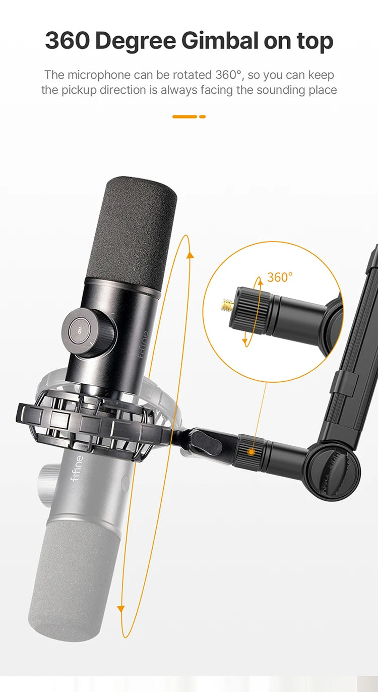 Vijim LS24 LS25 Microphone Boom Arm Stand Heavy Duty Desktop Adjustable DSLR Camera Smartphone Microphone Mount for Blue Yeti