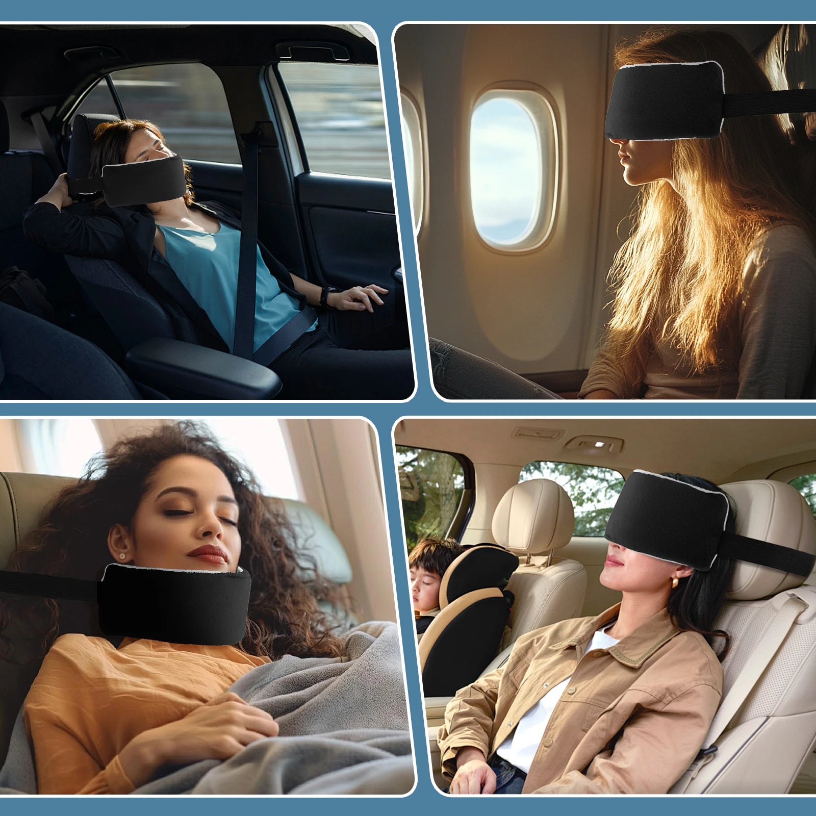 2Pcs Head Support Strap Adjustable Travel Pillow Airplanes Neck Support Band Portable Cars Seat Sleep Aid Head Fixed Strap