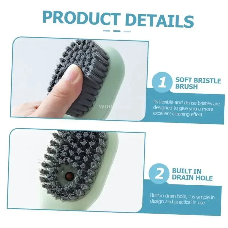 Household Shoe Cleaning Brush With Soap Dispenser Soft Hard Bristle Kitchen Scrubber Multitool For Carpet Bathroom Sneakers