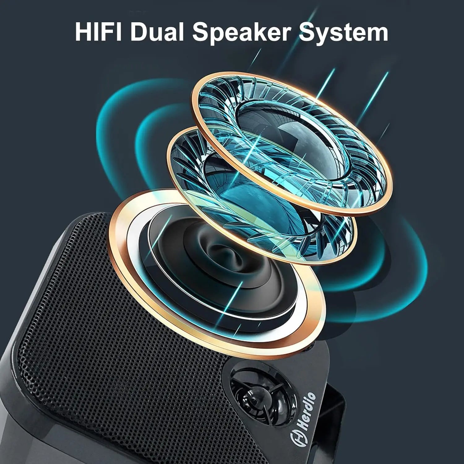 Herdio 4'' Bluetooth Marine Speakers 100W Heavy Duty Waterproof- Surface Mounted for Camper ATV UTV RZR Golf Cart Boat
