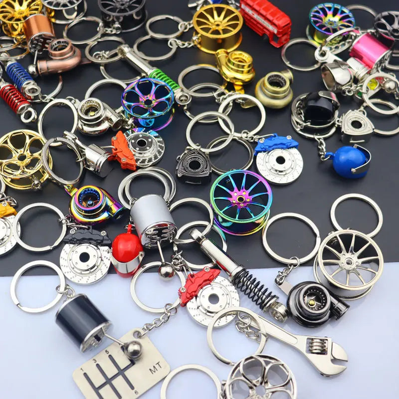 Creative Mini Gear Head Keychain Speed Gearbox Keyring for Car Key Turbo Hub Brake Disc Pendant Shock Absorber Keys Holder Chain