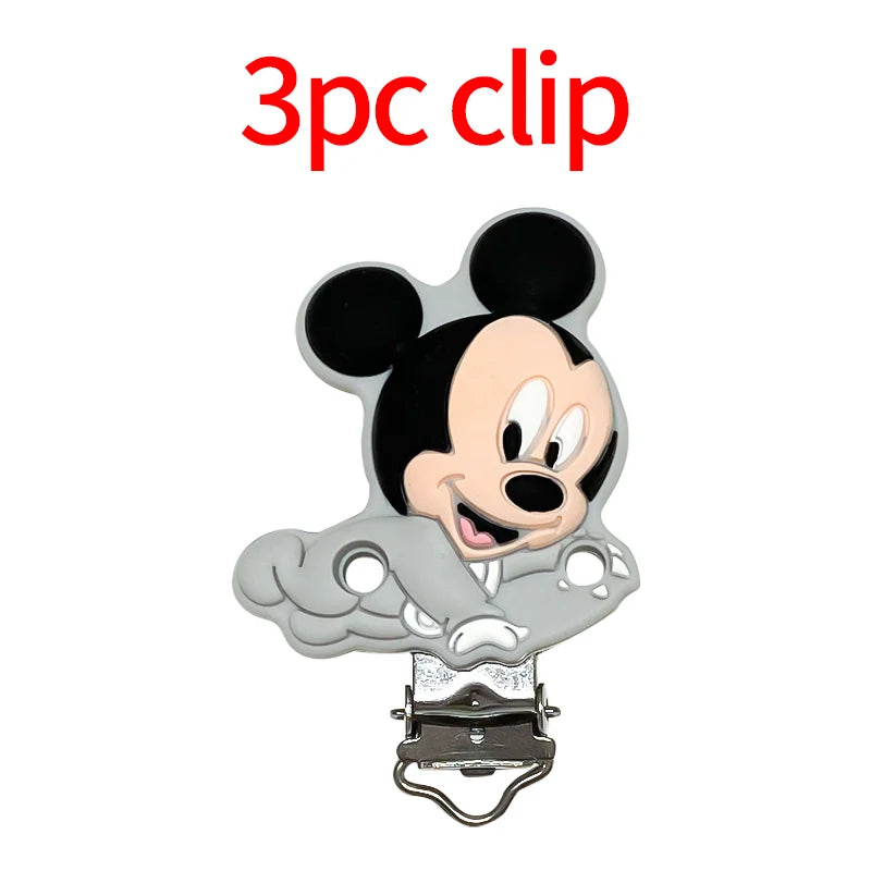 1/3/10pcs Silicone Mickey Teething Beads Food Grade Cartoon Shape Baby Teethers Toys DIY Pacifier Clips Chain Accessories