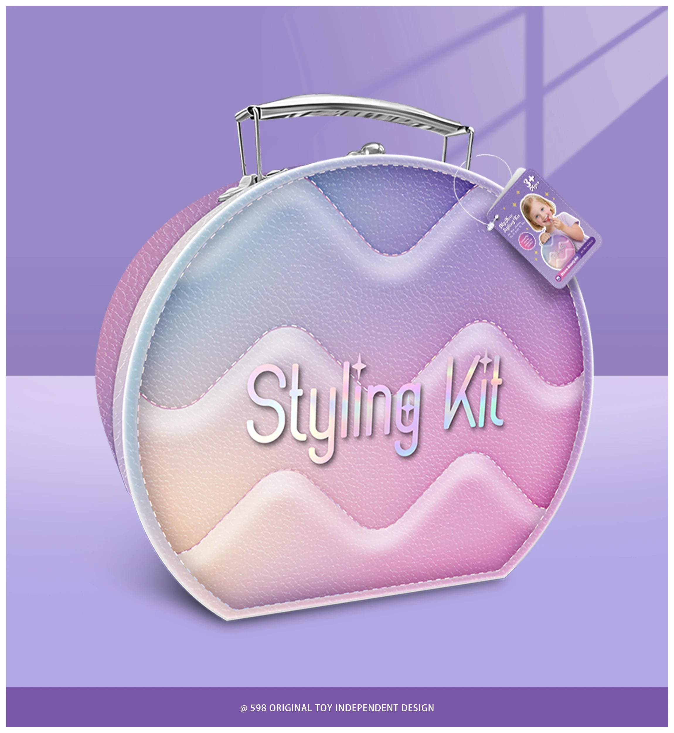 Purple Princess Pretend Makeup Toy Set - Girls' Role Play Gift with Cosmetic Case, Non-Applicable