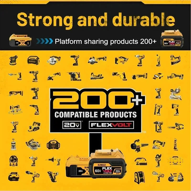 100% Genuine Dewalt 20V Battery,5AH 6AH Rechargeable Lithium Ion Battery, Dewalt DCB200 Power Tool Replacement Battery