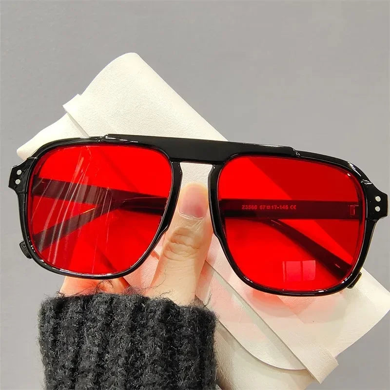 Men Oversized Frame Sunglasses Classic Big Frame Sport Eyeglasses 2024 Vintage Brand Design Shades UV400 Eyewear Trendy Glasses
