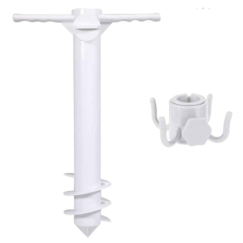 3/5 Spin Inserts Spiral Umbrella Plug with Hook Spike Auger Keep Holder Windproof Sunshade Bracket Equipment for Sand Soil Grass
