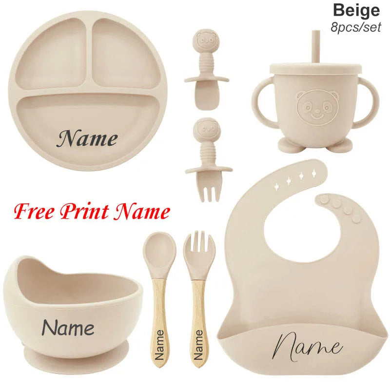 Set de Alimentación Personalizado para Bebé | Silicona | Plato, Bol y Vaso | Regalo 🍼
