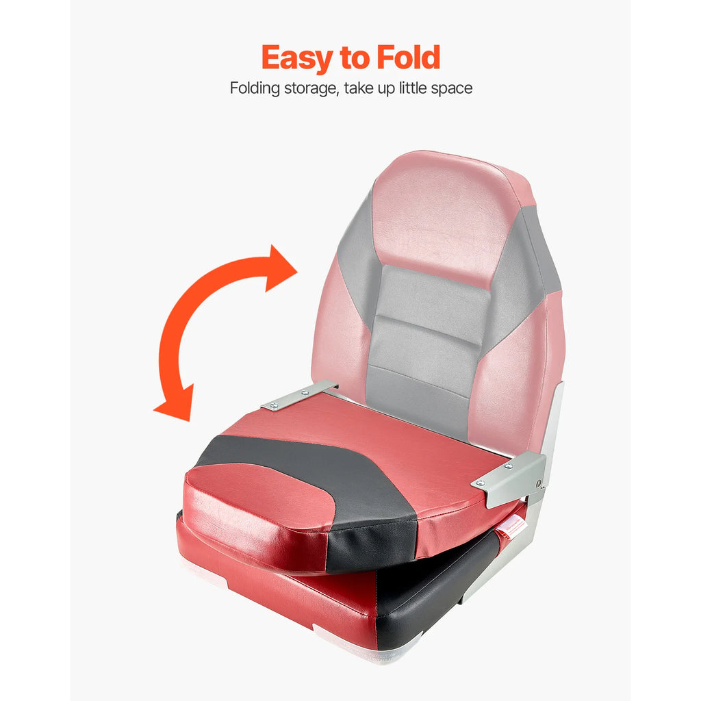 SucceBuy Boat Seat High Backrest Folding Fishing Boat Seat with Aluminum Alloy Hinges Flip Up Boat Seat for Boats, Yachts, Ships
