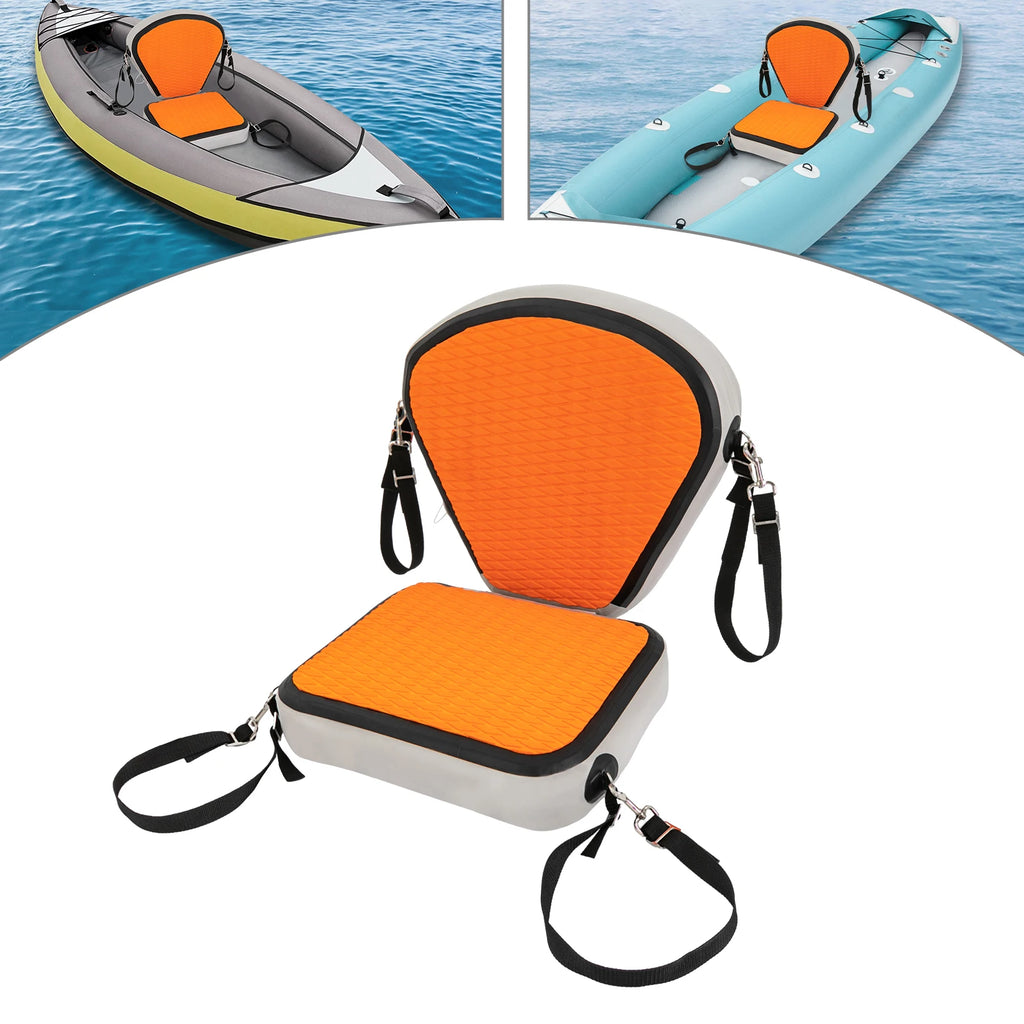 Kayak Seat, Inflatable Portable Thicken Cushion Padded with Back Support Adjustable Strap for Canoeing Drifting Rafting Fishing
