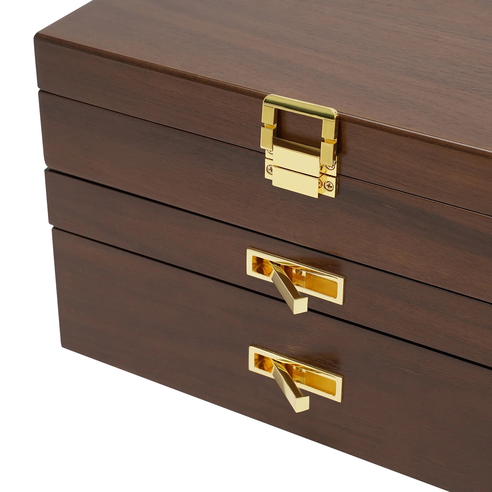 Black Walnut /Brown / White Wood Organizer Jewelry and Watch Display Case Storage Box Convenient