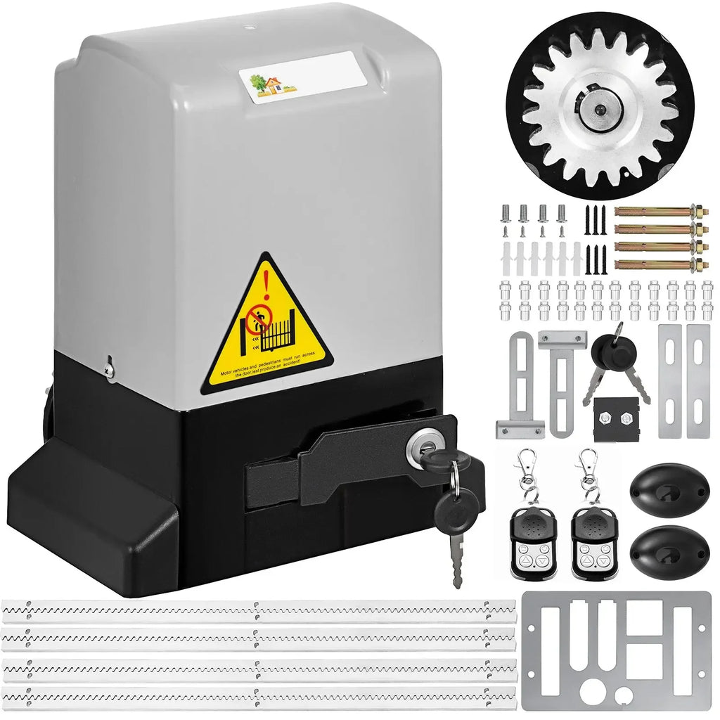 Gate Opener 1300LBS Electric Garage Door Opener Automatic Sliding 2 Keys With 4m Racks Operator for Hotel Factory School