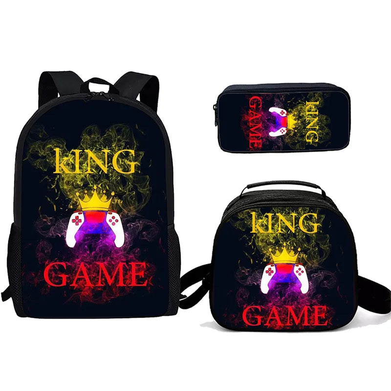 Cartoon Popular games console pad 3D Print 3pcs/Set Student School Bags Laptop Daypack Backpack Crossbody Lunch bag Pencil Case