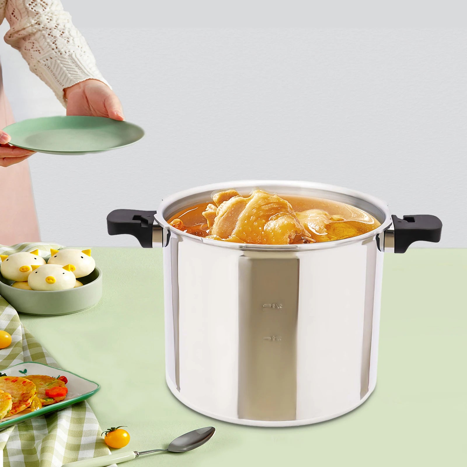 Olla a Presión Comercial 22L 90Kpa | Aluminio | Antiexplosiva | Gas | 32x28cm 🍳