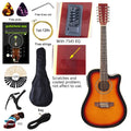 Guitarra Acústica de 12 Cuerdas 41" | Madera Spruce | Diseño Folk | Negro y Natural 🎸