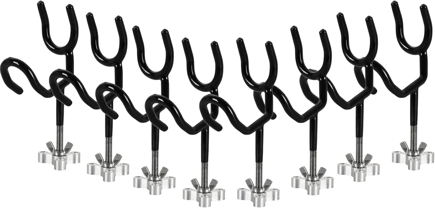 8-Pack 20-Degree Angle Steel Fishing Rod Holders with PVC Coating and Mounting Base, Ideal for Boats and Yachts