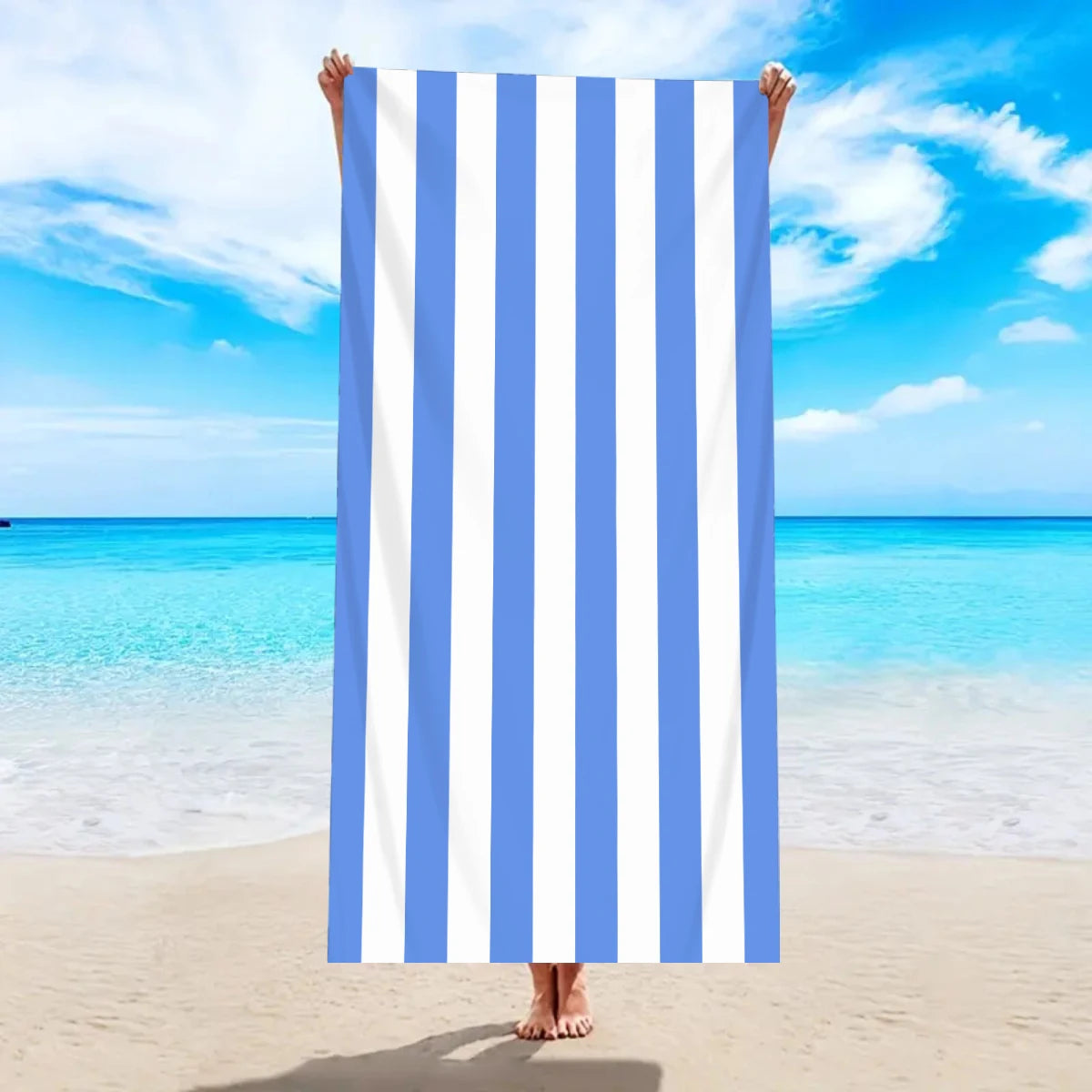 1pc Minimally Striped Beach Towel, Ultra-fine Fiber Quick Drying Absorbent Towel, Beach Swimming Vacation Beach Towel