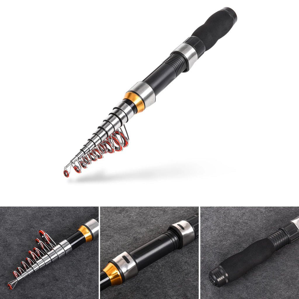 Lixada 2.1-2.3m Carbon Fiber Telescopic Rod & Spinning Reel Combo | Full Gear Set + Bag