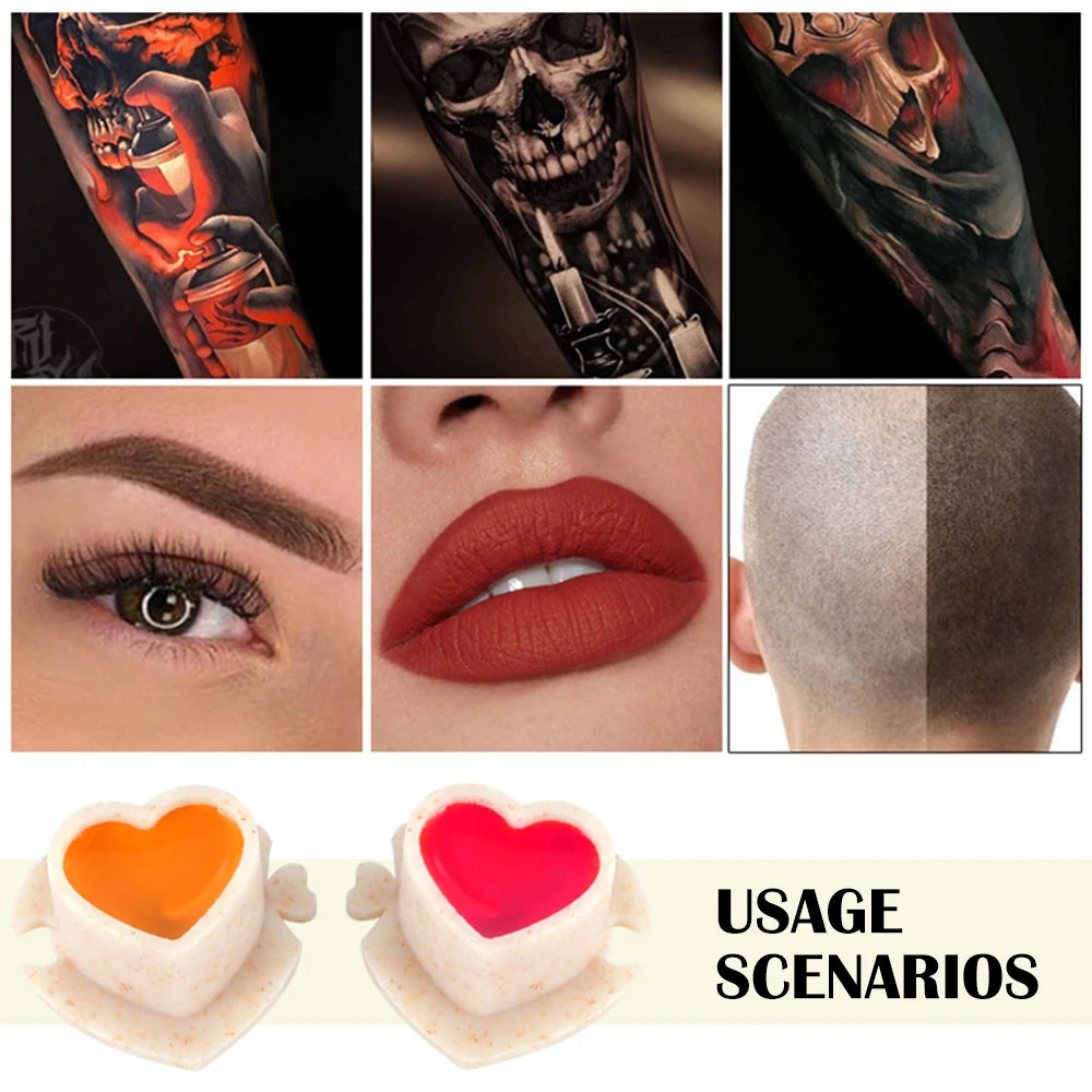 50/100/200pcs Biodegradable Tattoo Ink Cups Heart Shaped Base ECO-Friendly Disposable Spliced Pigment Caps Tattoo Accessories
