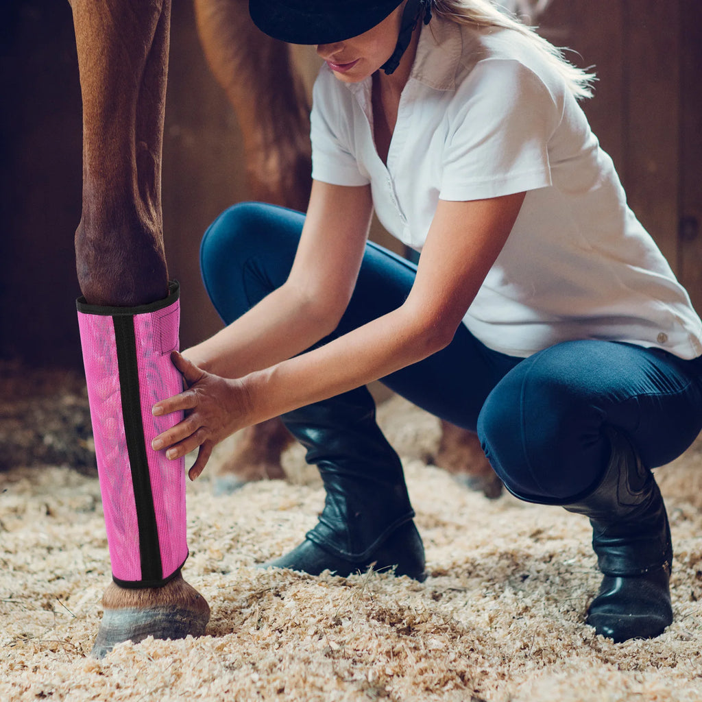 4pcs Botas Antimoscas para Patas de Caballo | Malla Transpirable | Protección 🐎