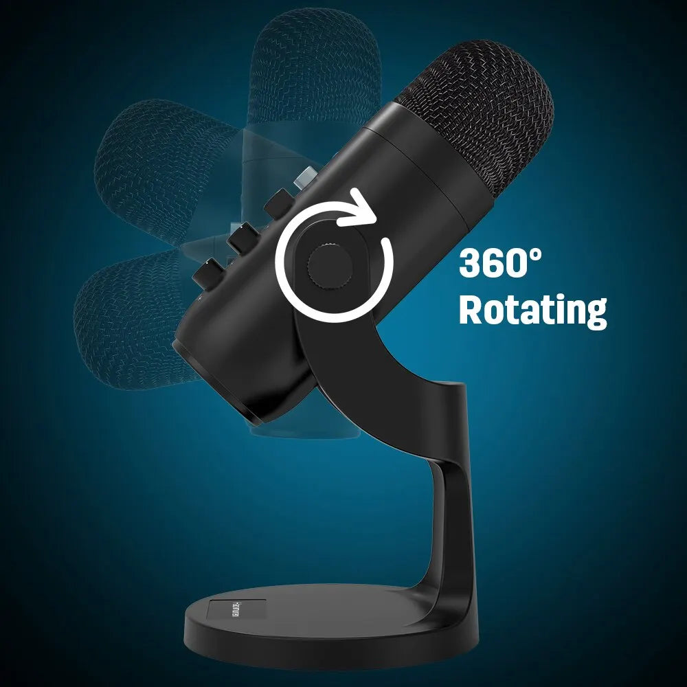 Micrófono USB Condensador HAOMUREN | PC/Mac Gaming Podcast | Adaptador Teléfono y Salida Auriculares - Firu Total Sales